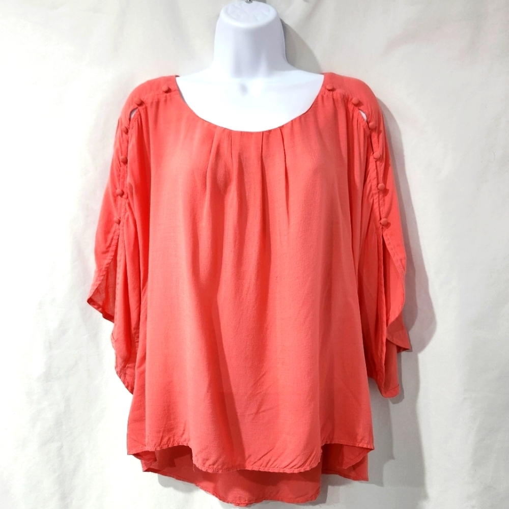 Maeve Coral Flutter Sleeve Top Womens XS Feminine Flowy Lightweight Spring